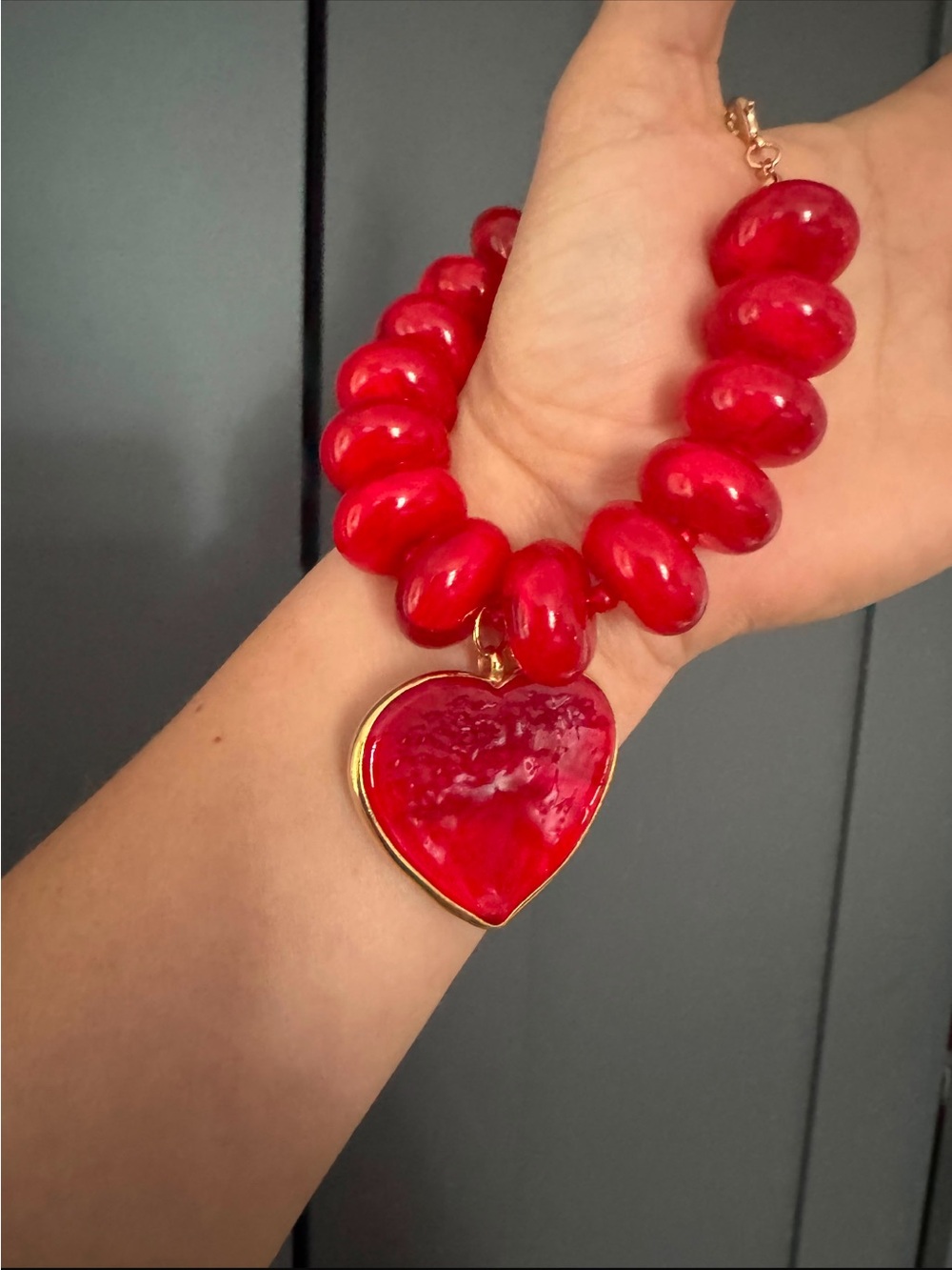 Ruby Red Passion Heart Bracelet